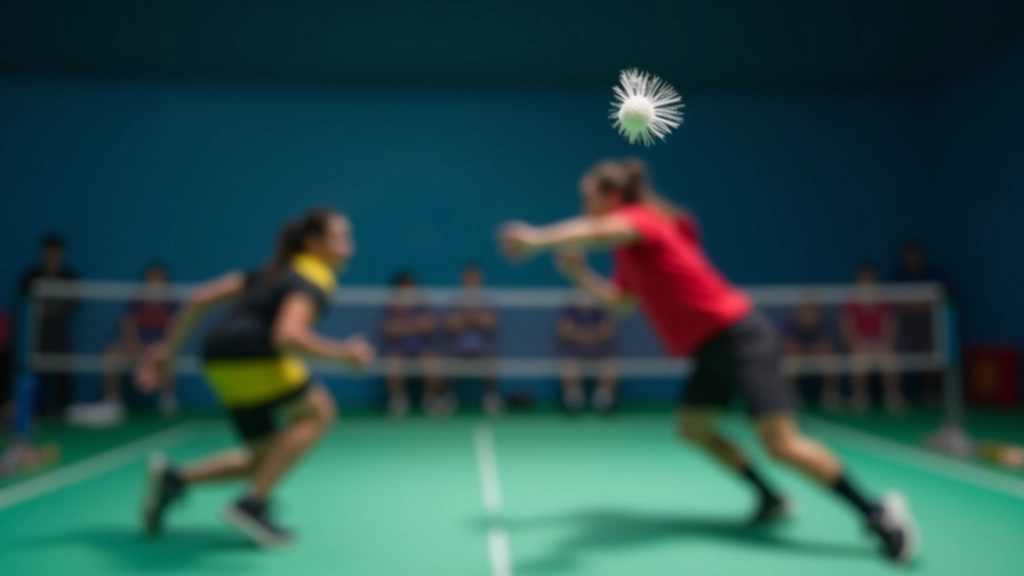 لاعب يمارس تمارين تقوية الذراع والمعصم مع استخدام أدوات متخصصة في صالة الريشة الطائرة